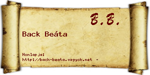 Back Beáta névjegykártya